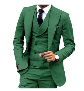Men's Suit 3 Piece One Button Lapel Double Breasted Slim Fit Business For Wedding Suits