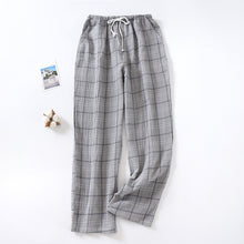 Load image into Gallery viewer, Men Crepe And Cotton Big Lattice Drawstring  Casual Relaxed Home Pants For Couples