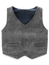 Load image into Gallery viewer, Boy&#39;s Vest Made-to-Order Light Grey Herringbone Baby Infant Toddler Boys Girls Waistcoat V-neck 3 Pockets 3 Buttons