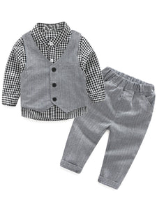 Boy's Vest Made-to-Order Light Grey Herringbone Baby Infant Toddler Boys Girls Waistcoat V-neck 1 Pocket 3 Buttons