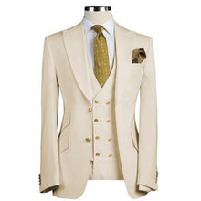 Load image into Gallery viewer, Men 3-Piece Suit Lapel Double Breasted  For  Wedding No Tie(Blazer+Vest+Pants)