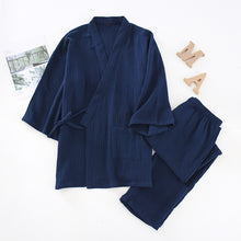 Load image into Gallery viewer, Men&#39;s Cotton Crepe Kimono Pajamas Solid Set Loose Casual Home Wear