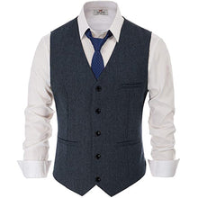 Load image into Gallery viewer, Men&#39;s Suit Vest V Neck Single Breasted Wool Tweed Herringbone  Silm Fit Formal Vest