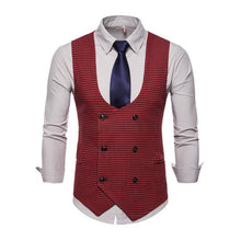 Load image into Gallery viewer, Men&#39;s Vest U Neck Plaid Double Breasted Formal Business Vest