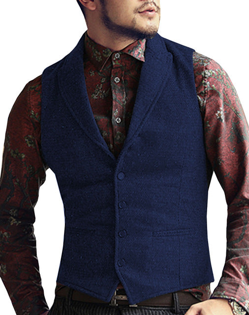 Made to Order Black Mens Vest Casual Business Waistcoat Lapel Collar –  DressCulture