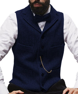 Men's Vest Tweed Steampunk Premium Wool Blend Waistcoat For Wedding