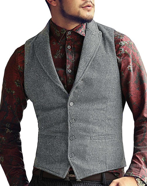Made to Order Black Mens Vest Casual Business Waistcoat Lapel Collar ...