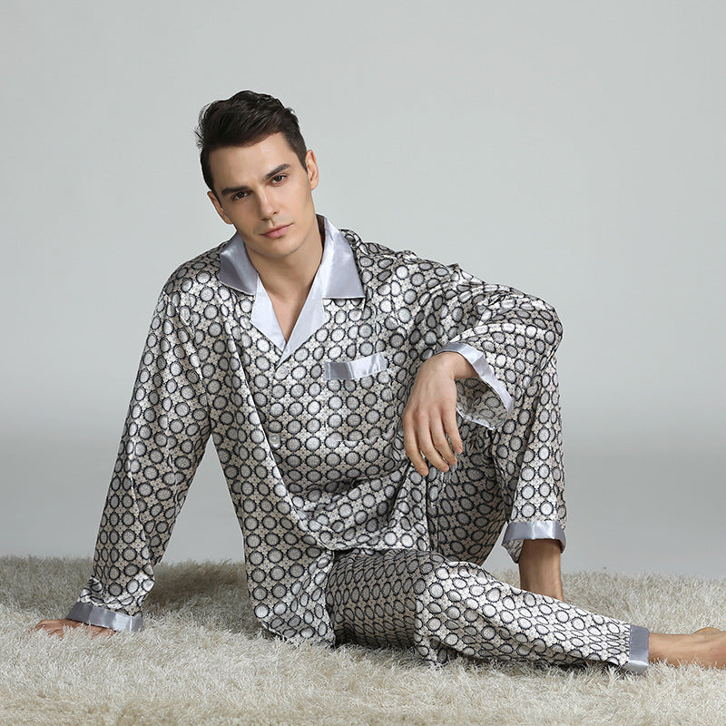 Men Pajamas Outfit Velvet Nightwear Set Top Pants Loungewear Sleep