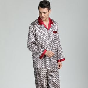 Men's Pajamas Long Sleeve Sets Classic Satin Pajama Set Sleepwear