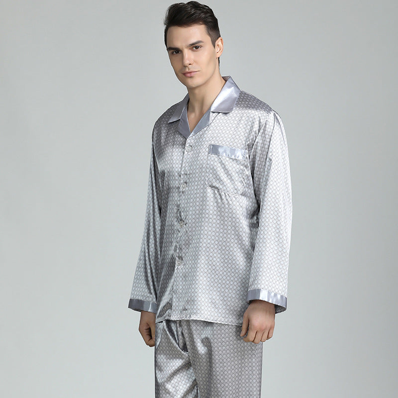 Men's Pajamas Long Sleeve Sets Classic Satin Pajama Set