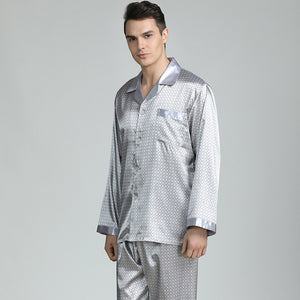 Men's Pajamas Long Sleeve Sets Classic Satin Pajama Set Sleepwear