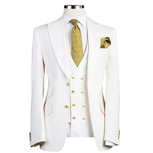 Men 3-Piece Suit Lapel Double Breasted  For  Wedding No Tie(Blazer+Vest+Pants)