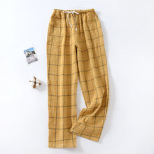 Load image into Gallery viewer, Men Crepe And Cotton Big Lattice Drawstring  Casual Relaxed Home Pants For Couples