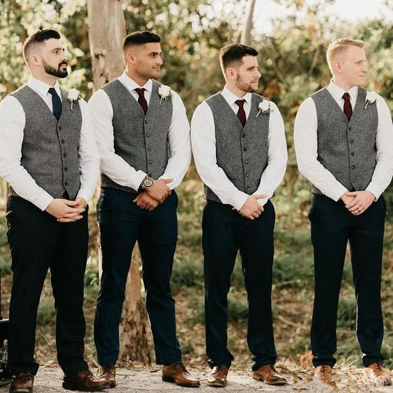Grey Vest for Men Wedding